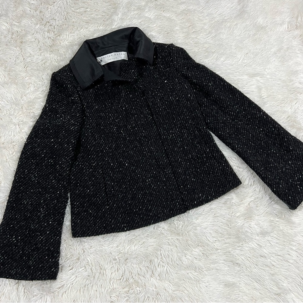 Charles Nolan New York button front wool blend tweed cropped blazer Size 4